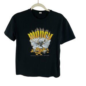 Shein Money Graphic Tee Black Youth Size 11-12Y Short Sleeve Cotton Goth Casual